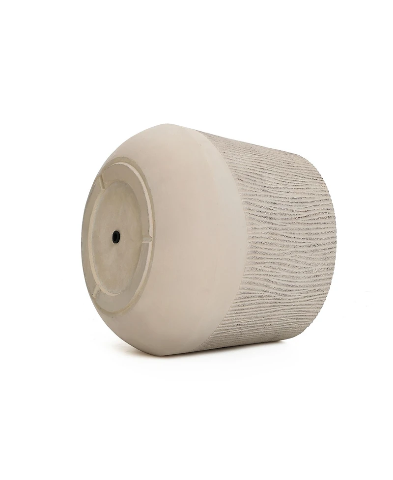 LuxenHome Blended Tan with Wood Pattern Round Tapered -Inch Tall MgO Planter