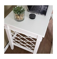 43" White Writing Desk With Two Drawers