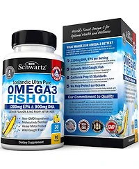 Omega 3 Fish Oil Supplement - 1200mg Epa and 900mg Dha Fatty Acid Per Serving from Wild Caught Fish - Supports Joint, Eyes, Brain & Skin Health