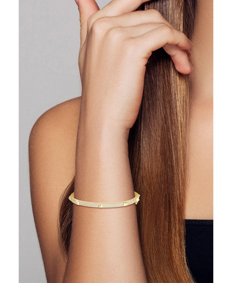 Rachel Zoe 14K Gold Plated Sterling Silver Nail Head Pave Bangle