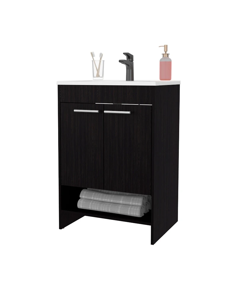 Shell Bathroom Vanity with 2 Doors and Open Storage