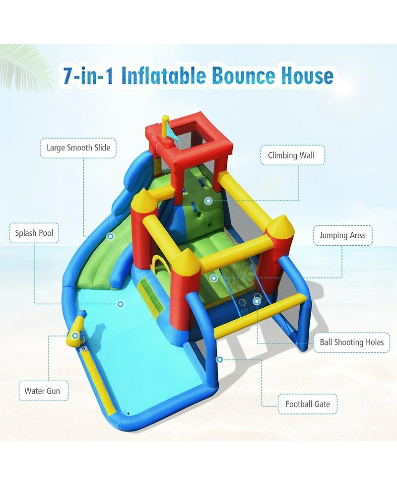Inflatable Bouncer Bounce House with Water Slide Splash Pool without Blower