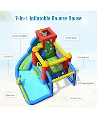 Inflatable Bouncer Bounce House with Water Slide Splash Pool without Blower