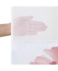 Americanflat 72x75 Hookless Shower Curtain - Floral Blue and Pink Shower Curtain with Sheer Panel, Snap-In Liner, and Grommets - 100% Polyester