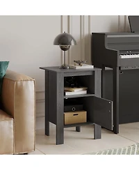 Gymax Set of 2 Nightstand Compact Side Sofa Table Open Shelf & Cabinet
