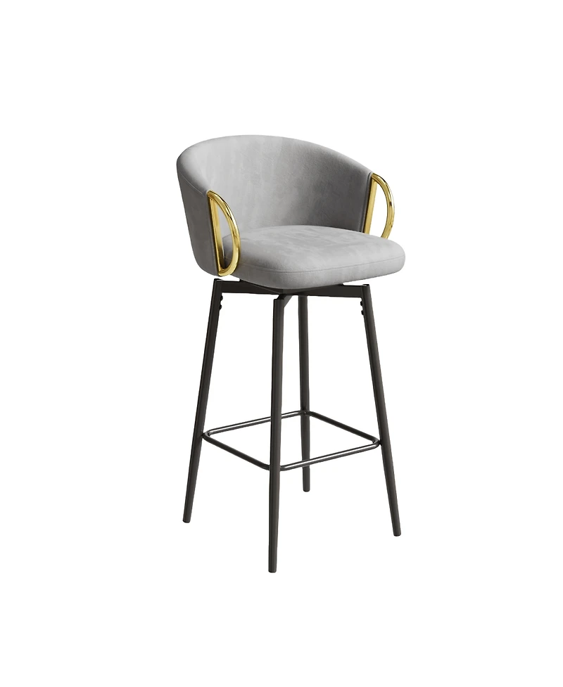 Set of 2 30 Inch Swivel Bar Stools with Upholstered Seats and Metal Legs Modern Counter Height Dining Chairs for Kitchen Island or Restaurant Use-The