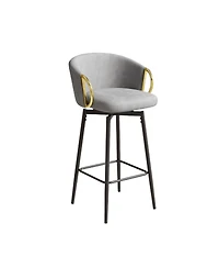 Set of 2 30 Inch Swivel Bar Stools with Upholstered Seats and Metal Legs Modern Counter Height Dining Chairs for Kitchen Island or Restaurant Use-The