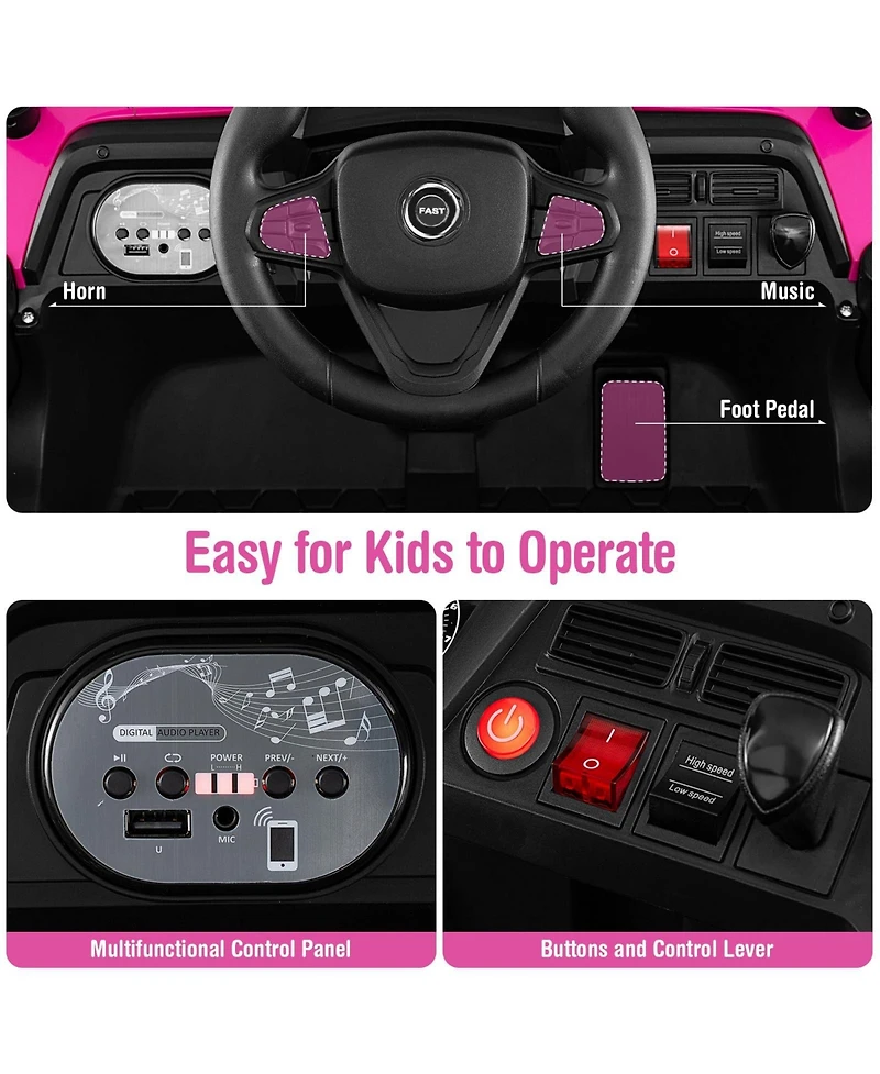 12V Kids Ride on Truck with 3 Speeds and Reverse Forward Function