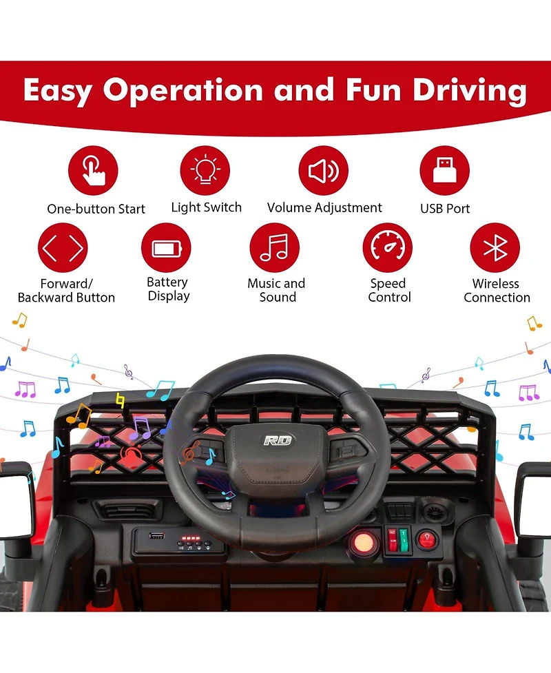 12V Kids Ride on Truck Car with Parental Remote and Music Player