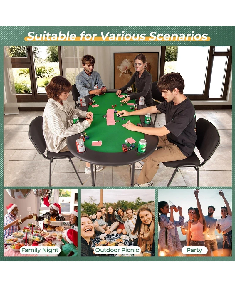 8 Players Texas Holdem Foldable Poker Table