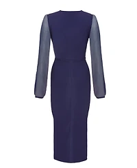 Quiz Women's Scuba Crepe Front Wrap Chiffon Sleeve Midi Dress