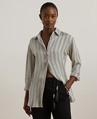 Lauren Ralph Petite Relaxed-Fit Striped Satin Shirt