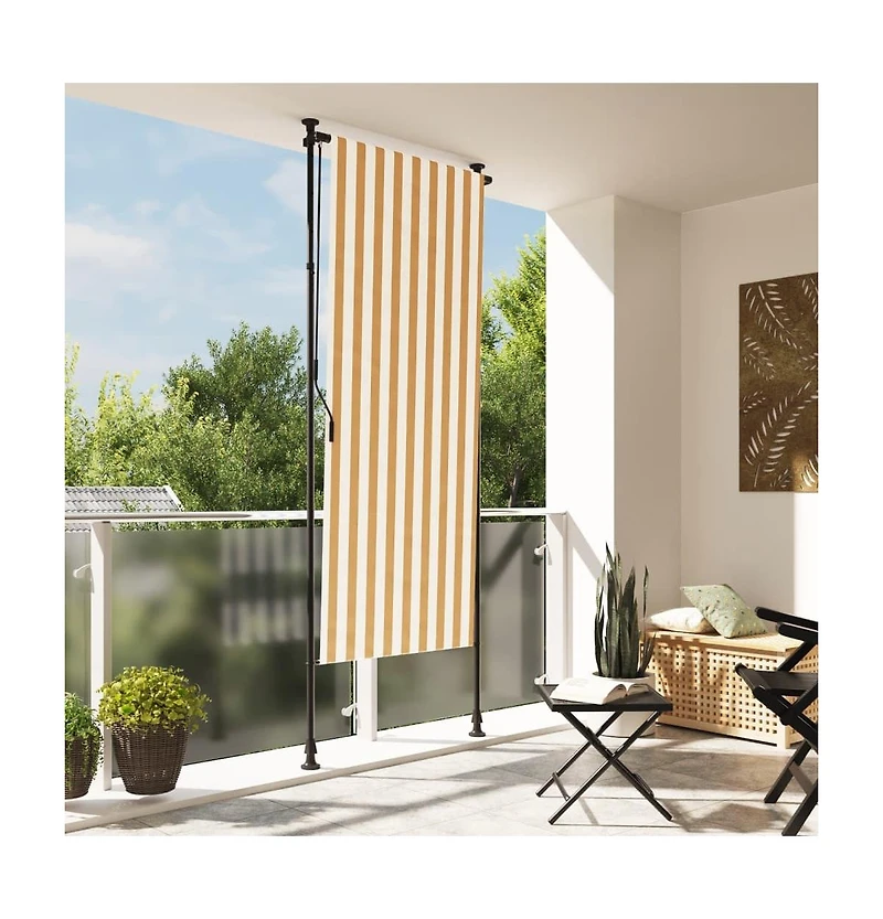 Outdoor Roller Blind Orange and White 47.2"x106.3" Fabric&Steel
