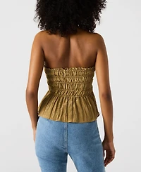Steve Madden Women's Cambria Strapless Smocked Peplum Top