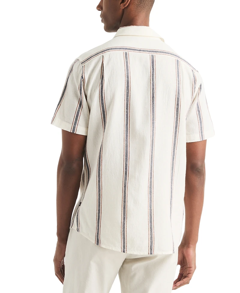 Nautica Men's Short Sleeve Striped Button-Down Shirt