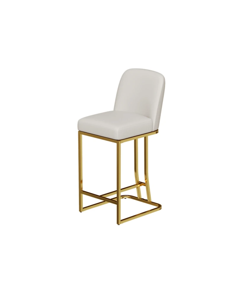 Set of 2 Upholstered Counter Height Bar Chairs with Metal Frame for Kitchen Island, Home Bar or Restaurant-The Pop Home