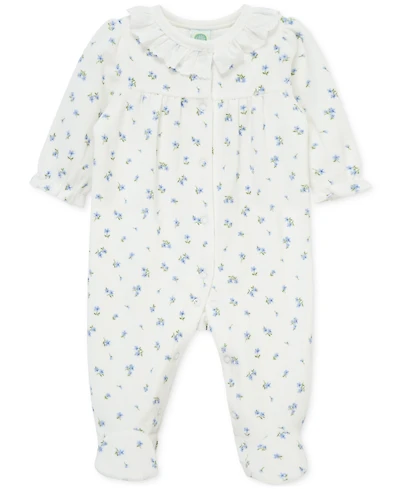 Little Me Baby Girls Tiny Floral Velour Footed Coverall