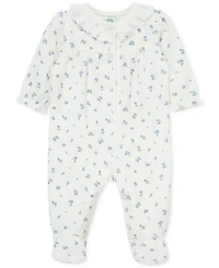 Little Me Baby Girls Tiny Floral Velour Footed Coverall