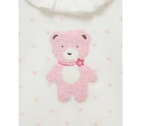 Little Me Baby Girls Sweet Bear Velour Top & Jogger Pants, 2 Piece Set