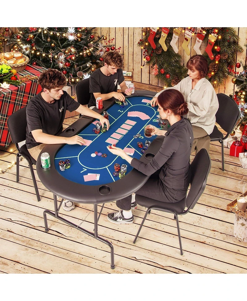 72 x 36 30.5 Inch Foldable Poker Table with 8 Cup Holders