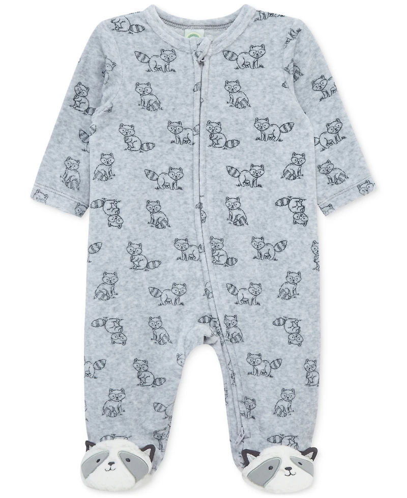 Little Me Baby Boys Raccoon-Print Footed Coverall