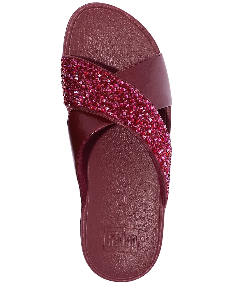 FitFlop Women's Lulu Embellished Metallic Crisscross Slide Sandals