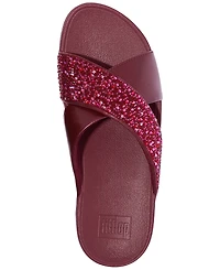 FitFlop Women's Lulu Embellished Metallic Crisscross Slide Sandals