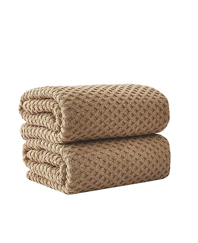 Linery & Co. Quick-Drying Cotton Diamond Waffle Textured 2-Piece Bath Sheet Set