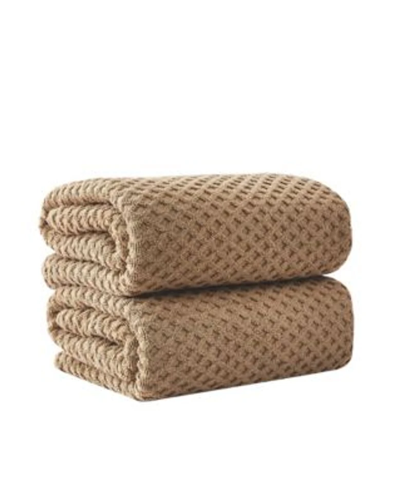 Linery Co. Quick Drying Cotton Diamond Waffle Textured 6 Piece Bath Towel Set
