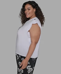 Karl Lagerfeld Paris Plus C'est La Vie Extended-Shoulder Top
