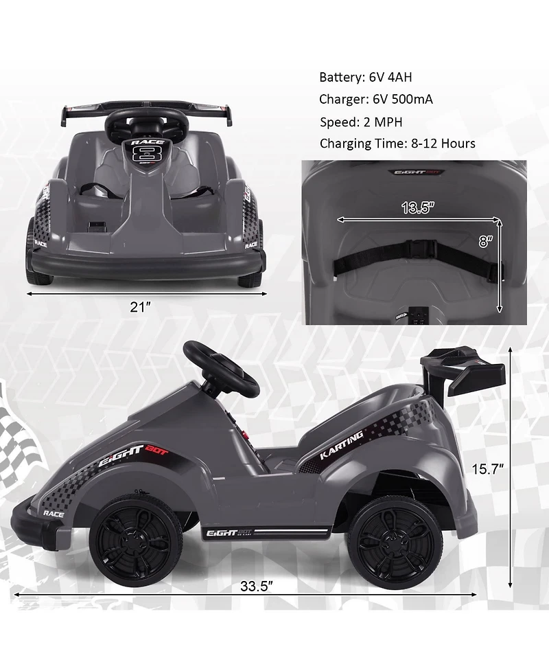 6V Kids Ride On Go Cart with Remote Control and Safety Belt