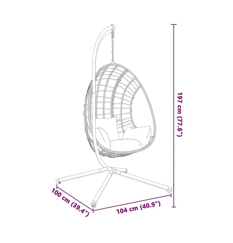 Hanging Egg Chair Stand without Basket Black Steel