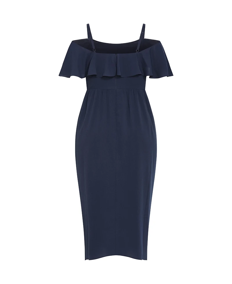 City Chic Plus Flirtation Drape Midi Dress
