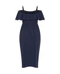 City Chic Plus Flirtation Drape Midi Dress