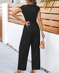 Cupshe Women's Elegant Tie-Waist Cap Sleeve Jumpsuit