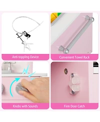 Pretend Play Kitchen for Kids with 16 Pieces Accessories-Pink