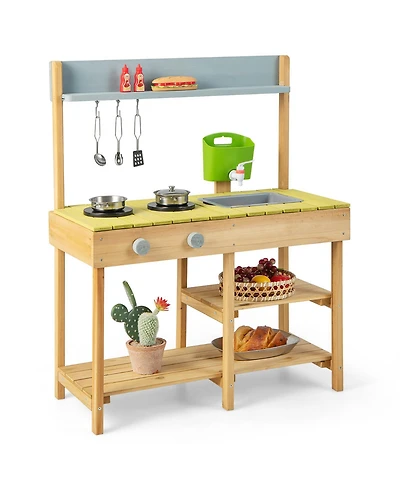 Backyard Pretend Play Toy Kitchen with Stove Top