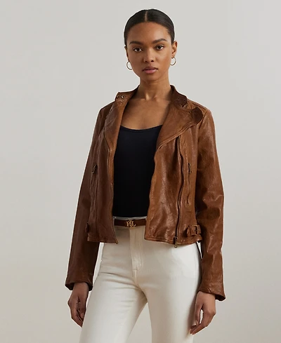 Lauren Ralph Tumbled-Leather Jacket
