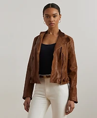 Lauren Ralph Tumbled-Leather Jacket