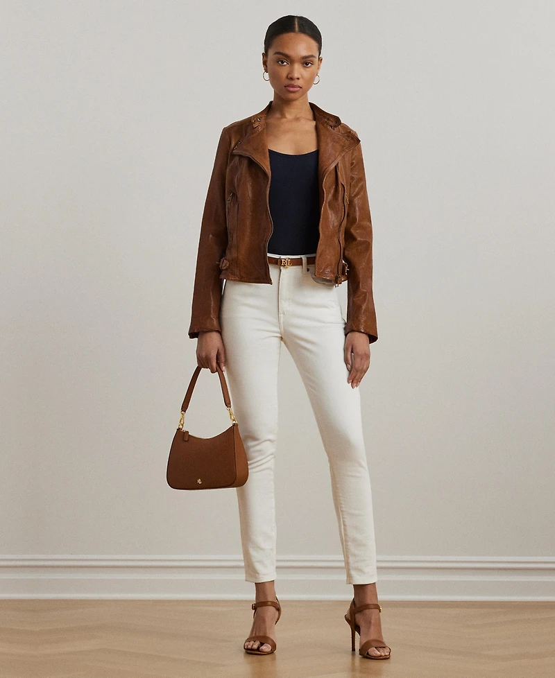 Lauren Ralph Tumbled-Leather Jacket