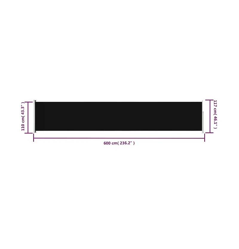 Patio Retractable Side Awning 46.1"x236.2