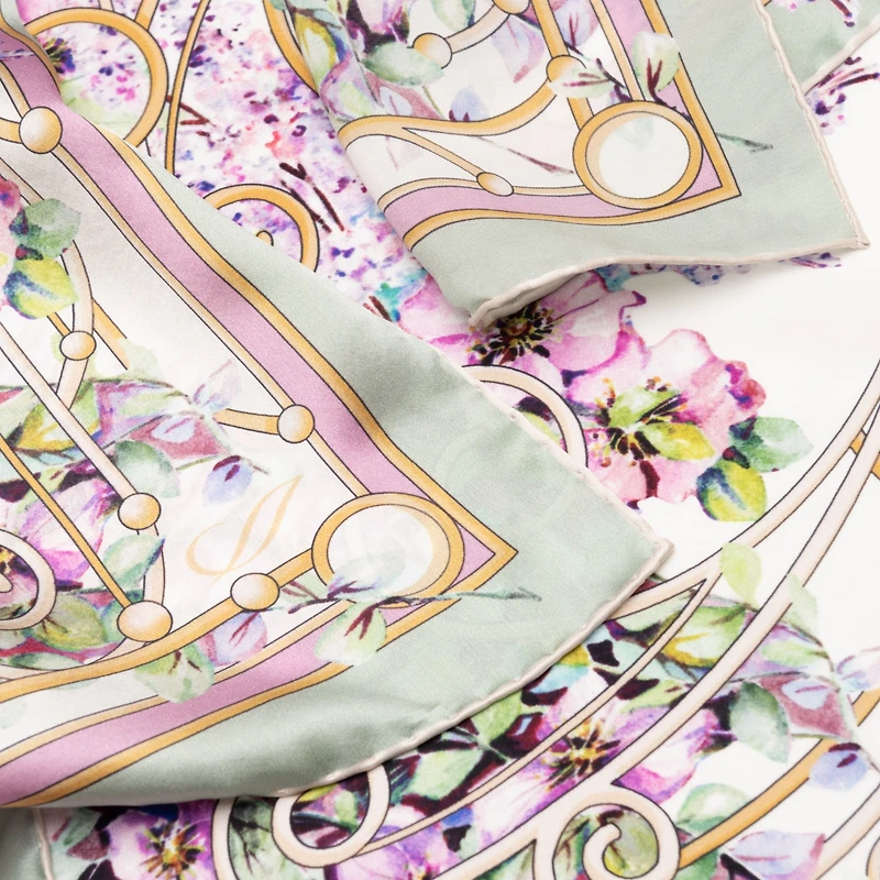 Lilac Garden - Hand Rolled Silk Foulard for Women