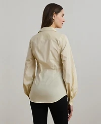 Lauren Ralph Women's Tie-Front Cotton-Blend Shirt
