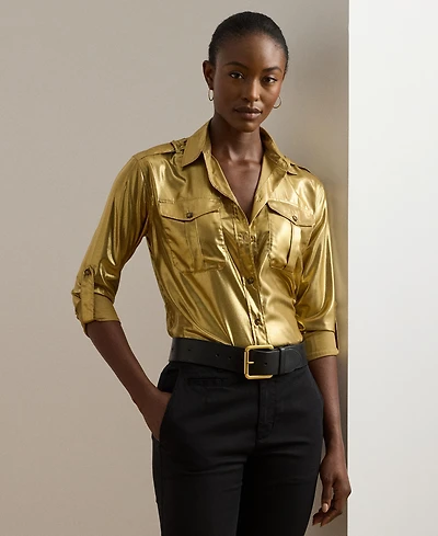 Lauren Ralph Women's Metallic Chiffon Shirt