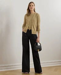 Lauren Ralph Women's Pleated Cotton Twill Wide-Leg Pants