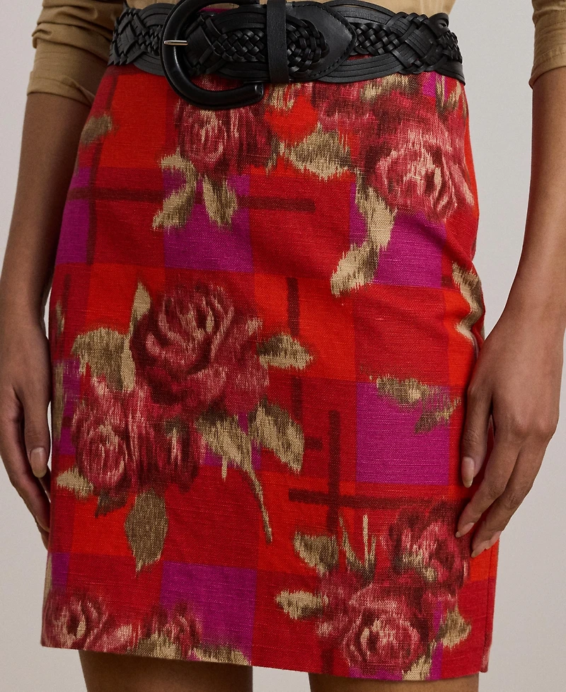 Lauren Ralph Women's Floral Linen-Cotton Pencil Miniskirt