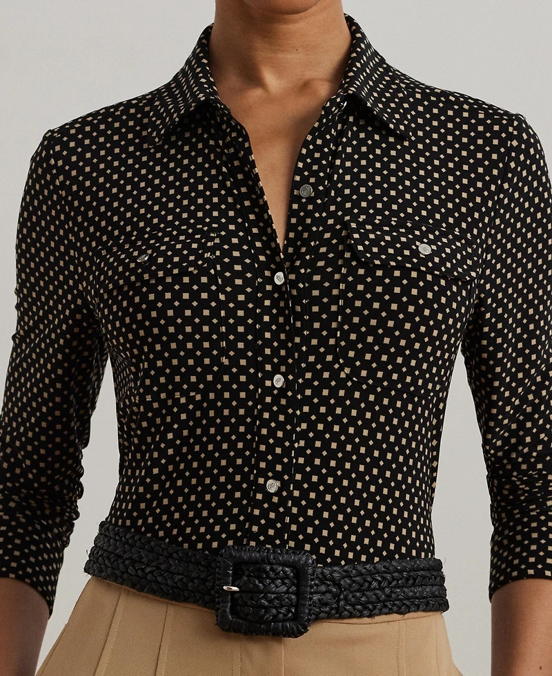 Lauren Ralph Women's Slim-Fit Geo-Print Jersey Shirt