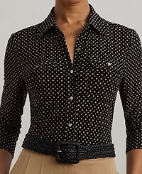 Lauren Ralph Women's Slim-Fit Geo-Print Jersey Shirt