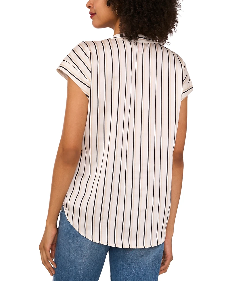Vince Camuto Women's Striped Split-Neck Blouse