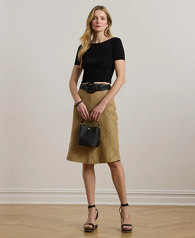 Lauren Ralph Women's Herringbone Linen-Blend Tweed Skirt